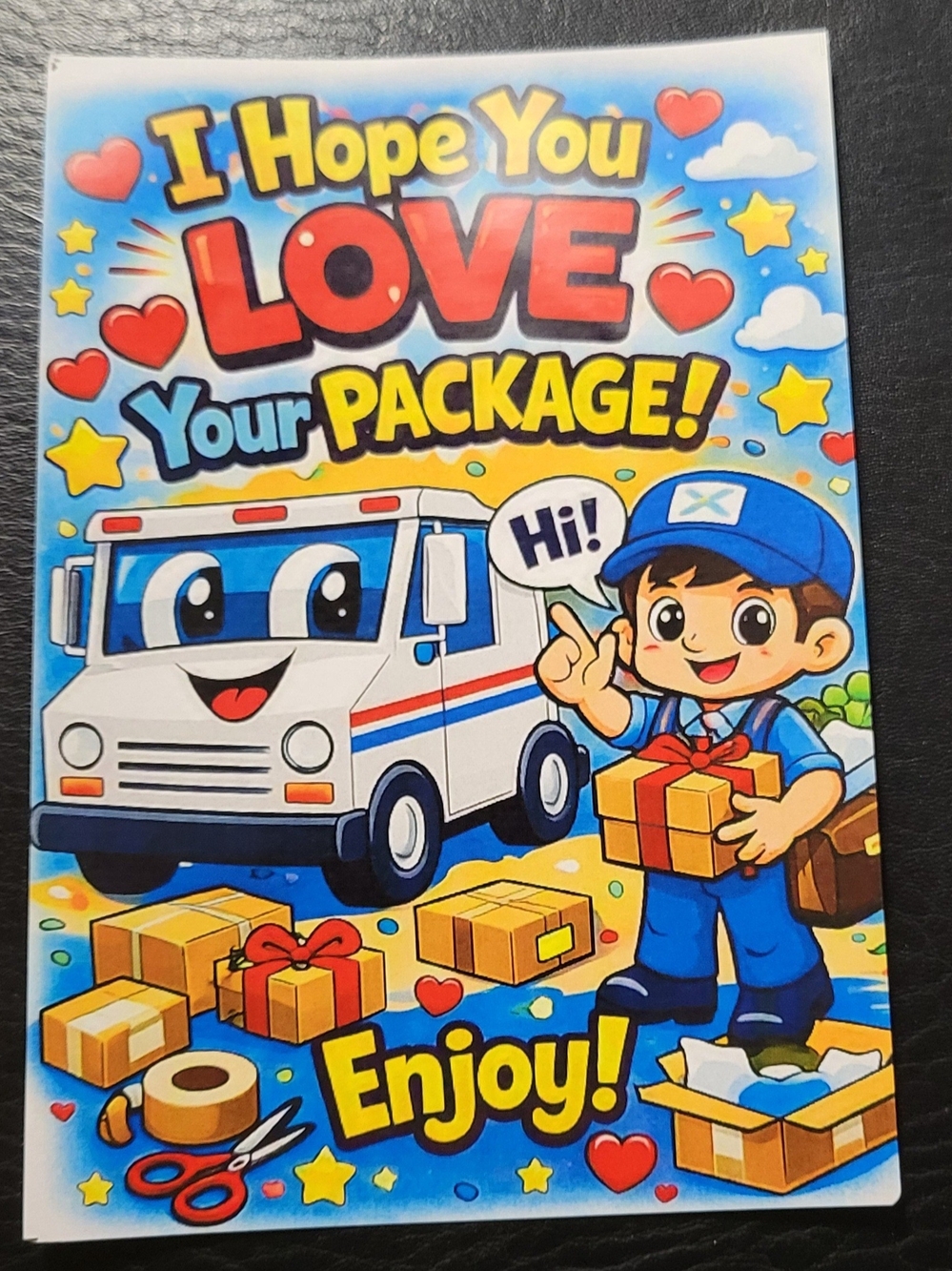 25 Blue Delivery Truck 'I Hope You Love Your Package' Stickers. 4x6